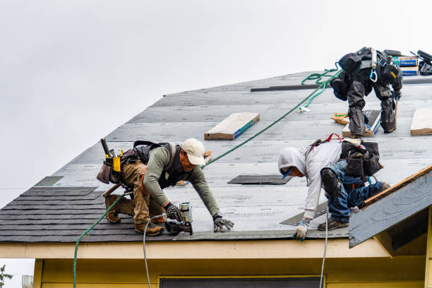 Professional Gutter Installation technician working in Pleasant Lake, IN